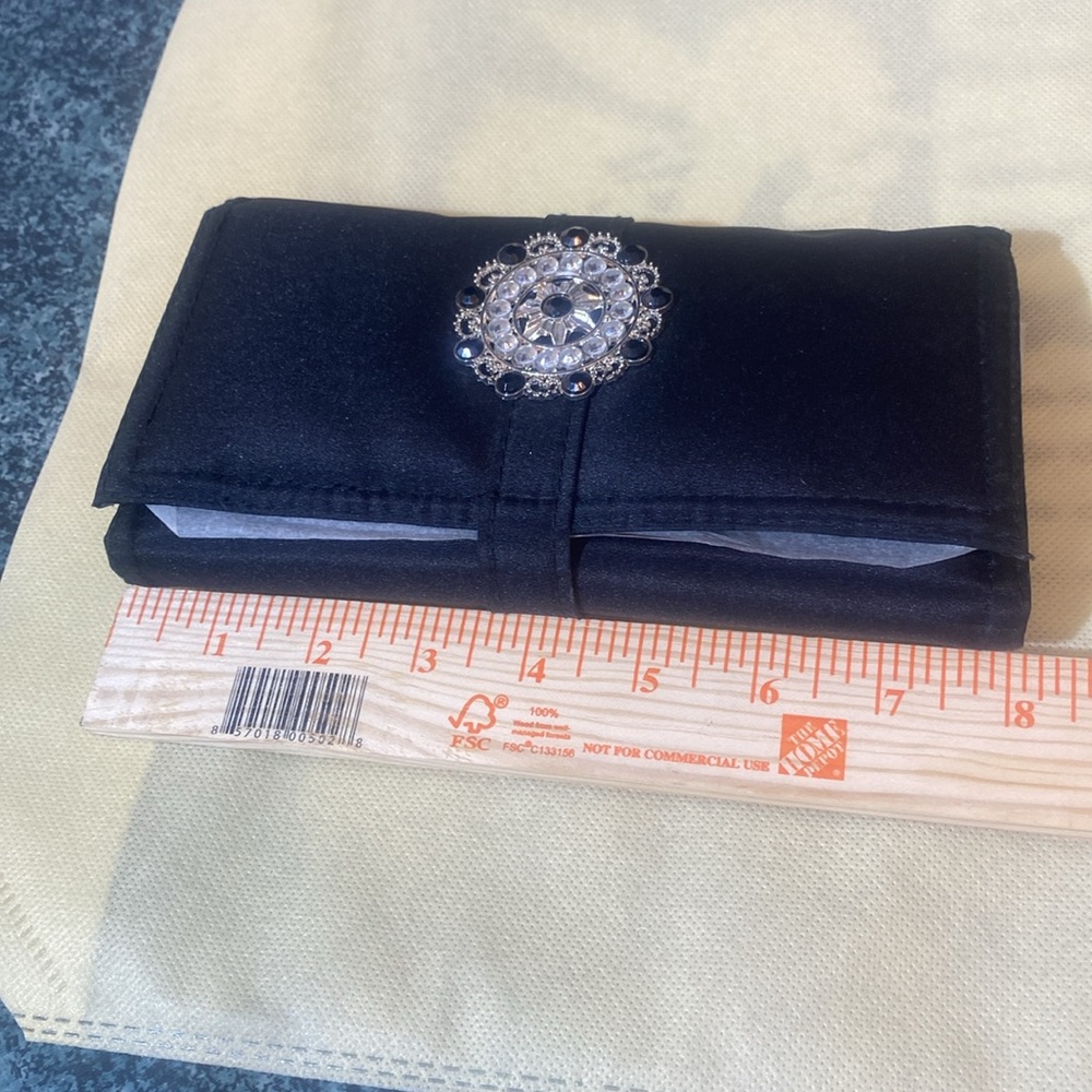 NWOT-Travel Jewelry Case-Polyester w/Rhinestones front, closes w/snap - Picture 13 of 15